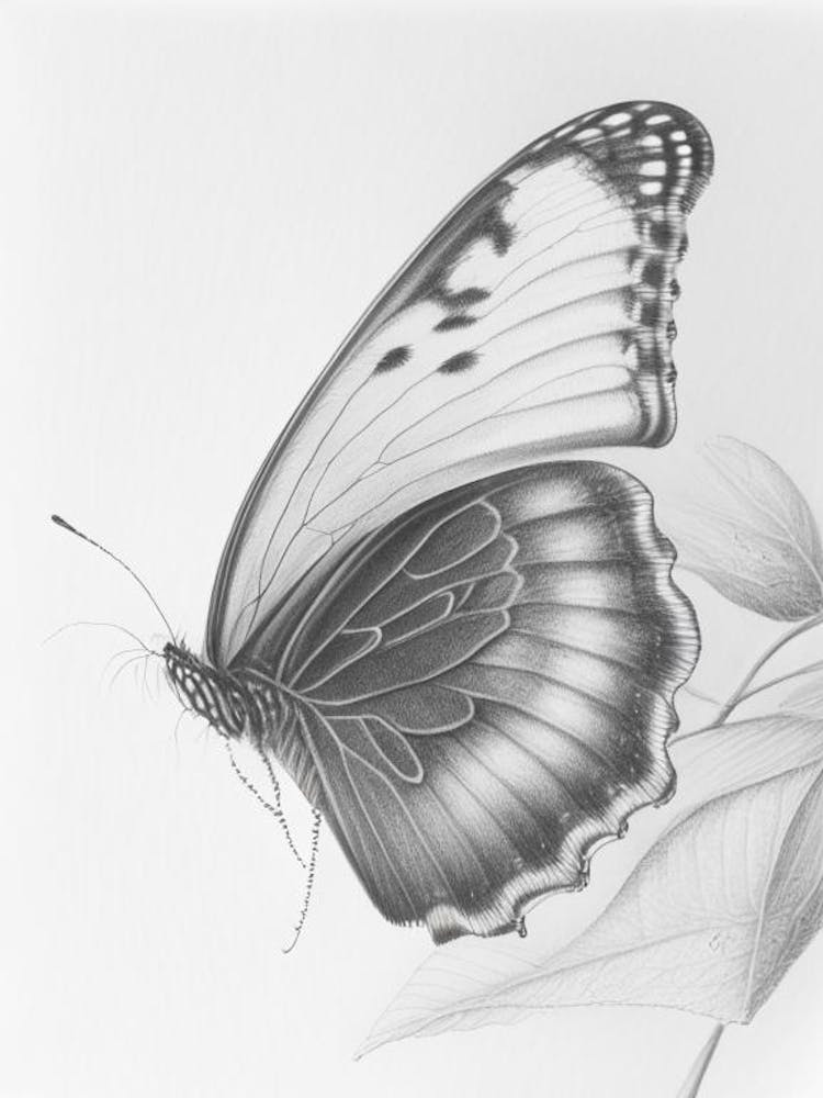 Papillon en Migration - Croquis en Niveaux de Gris 1