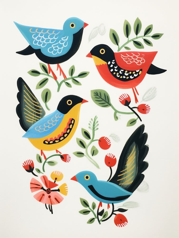 Folk Style Bird Painting Bluebird 3