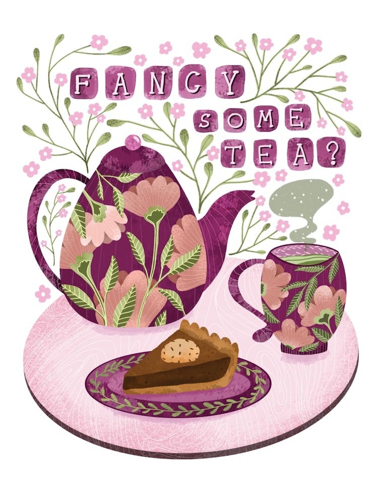 Fancy Some Tea chic floral tea cozy artwork
