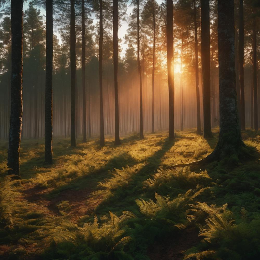 The sunlight in the forest