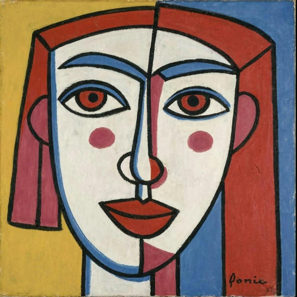 A Cubist Interpretation Of A Girls Face Featur