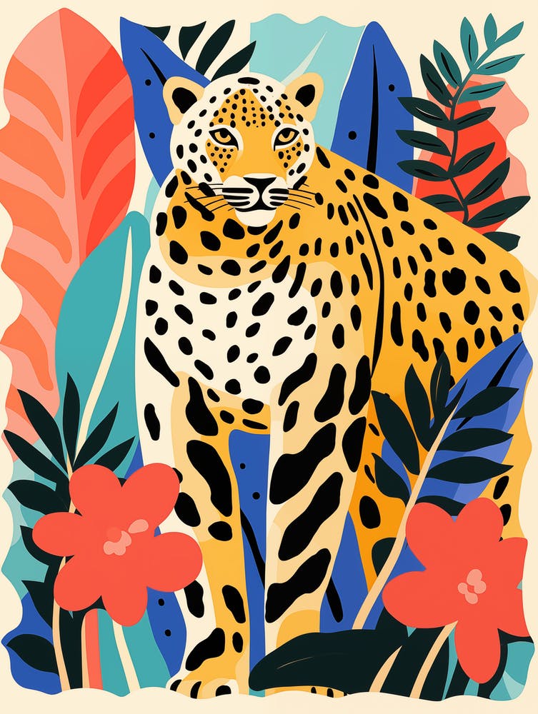 Farbenfroher Leopard im Matisse-Stil im Dschungel