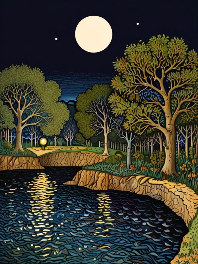 William Morris Moonlight In The Woods 126