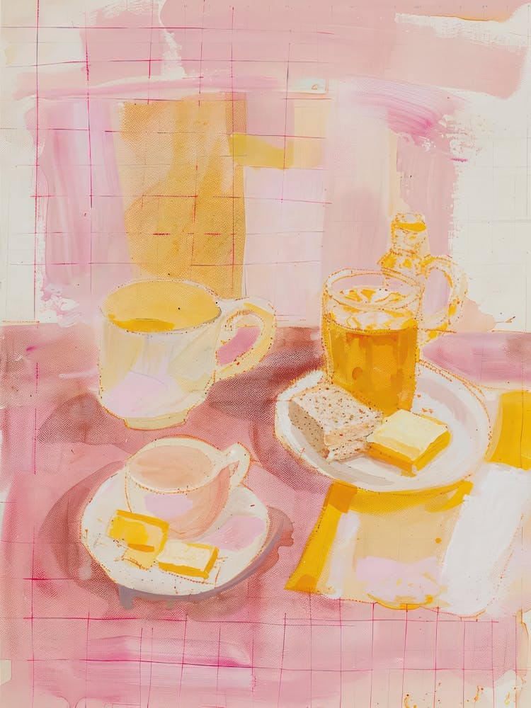Pink Breakfast Food Bread And Butter 4