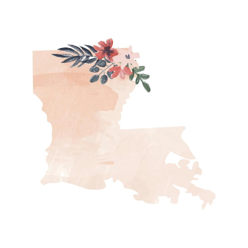 Louisiana Watercolor Floral State