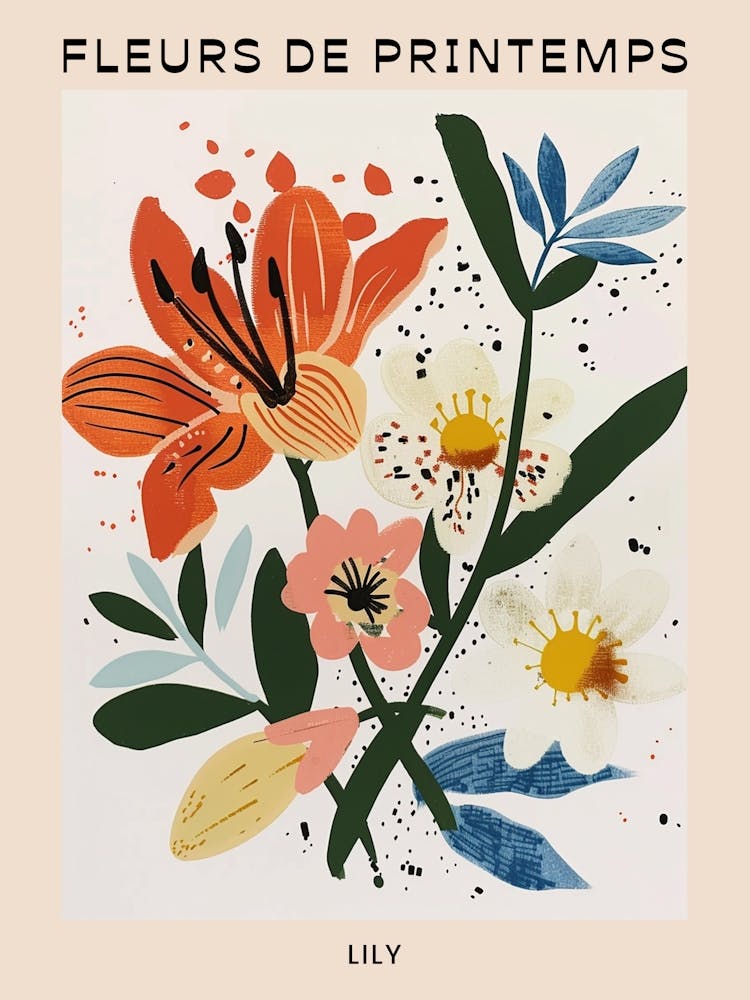 Spring Floral French Poster  Lily 3