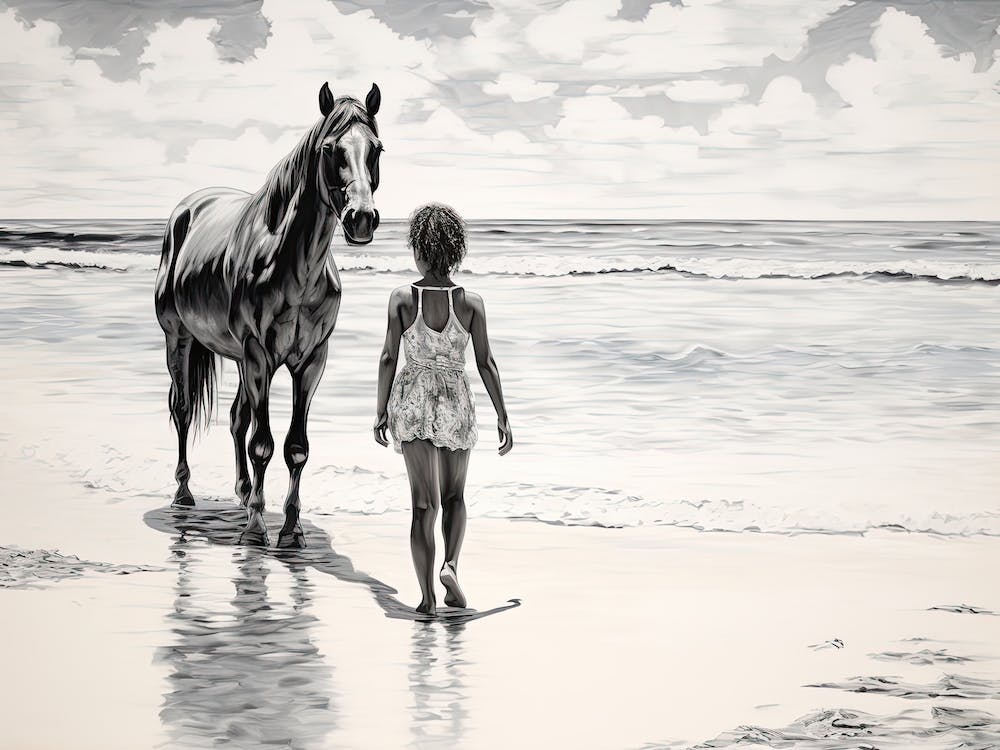 A Horse Oil Painting In Seven Mile Beach, Grand Cayman, Landscape 3