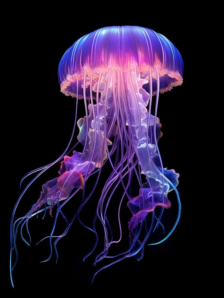 Mauve Stinger Jellyfish Neon Illustration 3