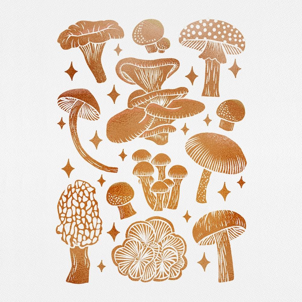 Texas Mushrooms   Copper Metallic Square