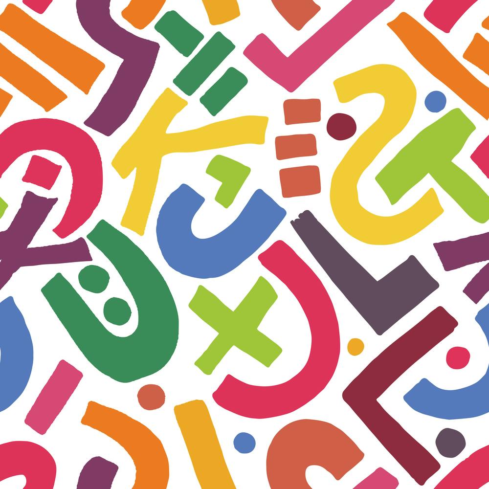 Letters And Symbols Seamless Pattern