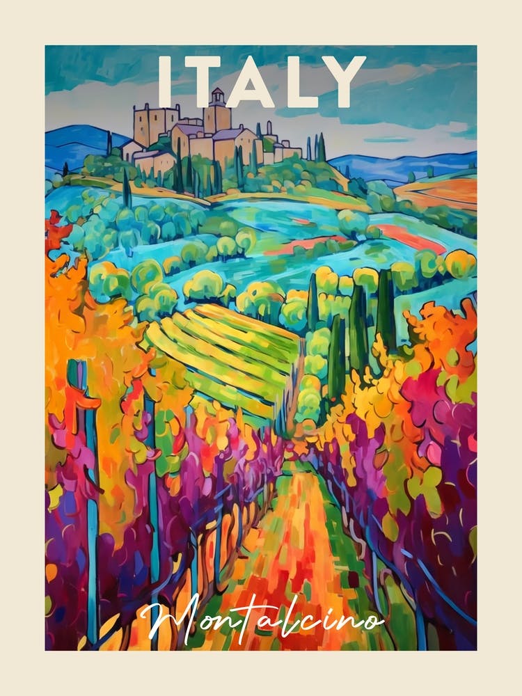 Montalcino Italy 1 Fauvist Painting Travel Poster