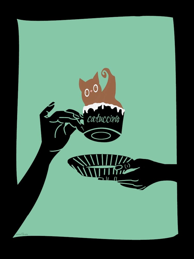 Cat In A Cup Of Coffee