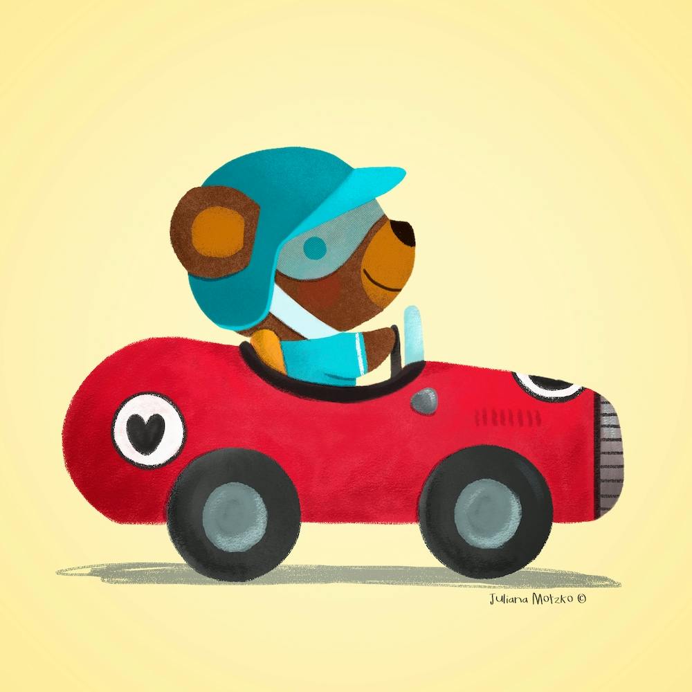 Bear In a Red Car Race