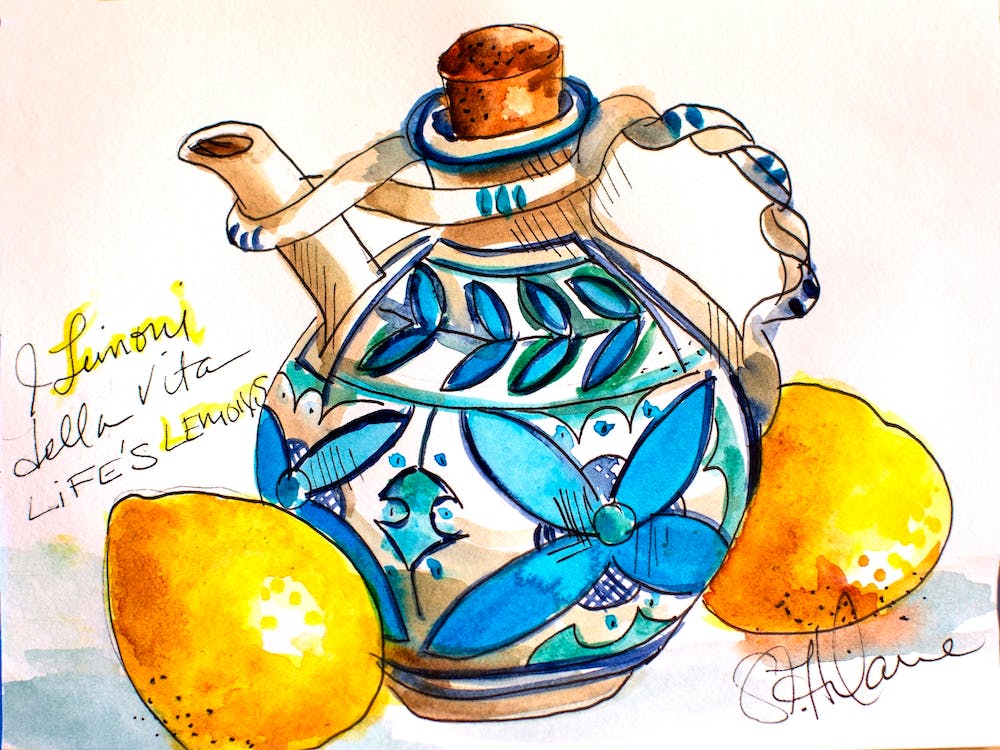 Life's Limoni Watercolor Sketch Pottery