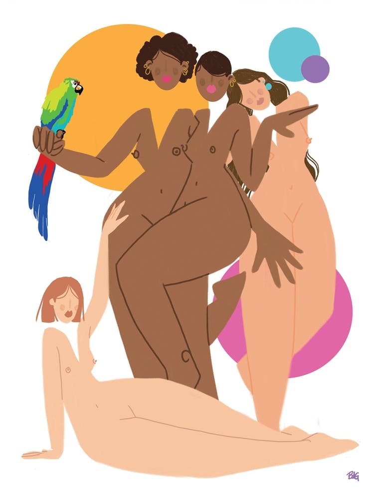 Trio Girl With Parrot