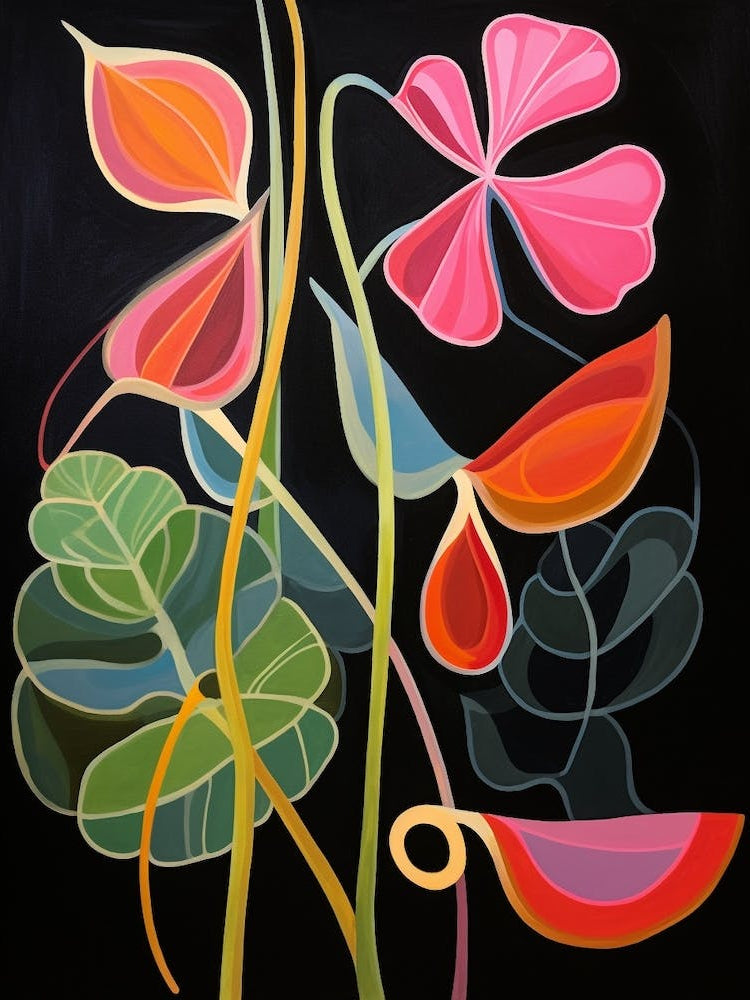 Sweet Pea 4 Hilma Af Klint Inspired Flower Illustration