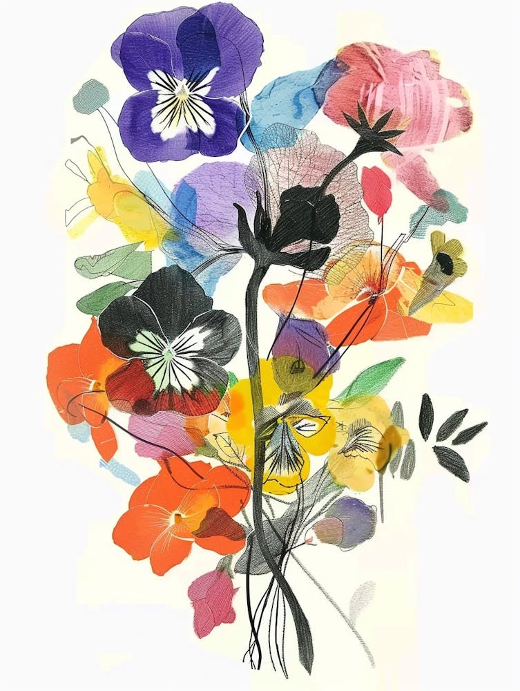 Wild Pansy 4 Collage Flower Bouquet