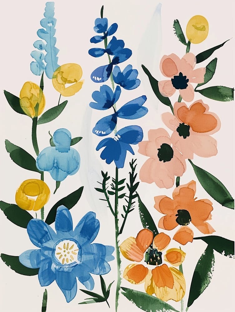 Gemalte Blumen Delphinium 3