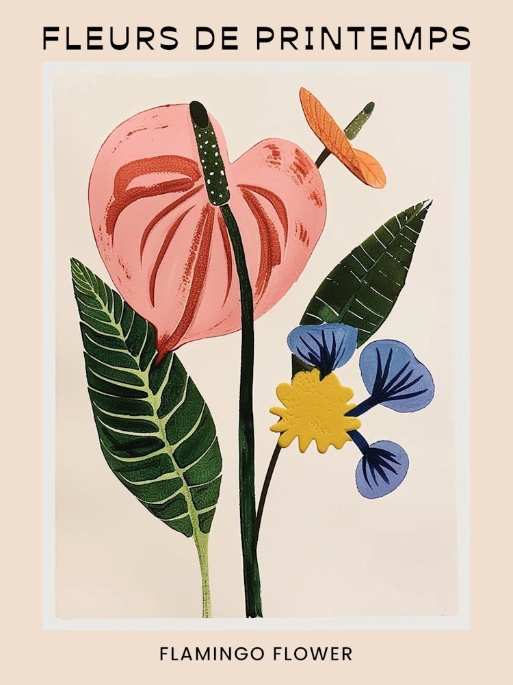 Spring Floral French Poster  Flamingo Flower 4