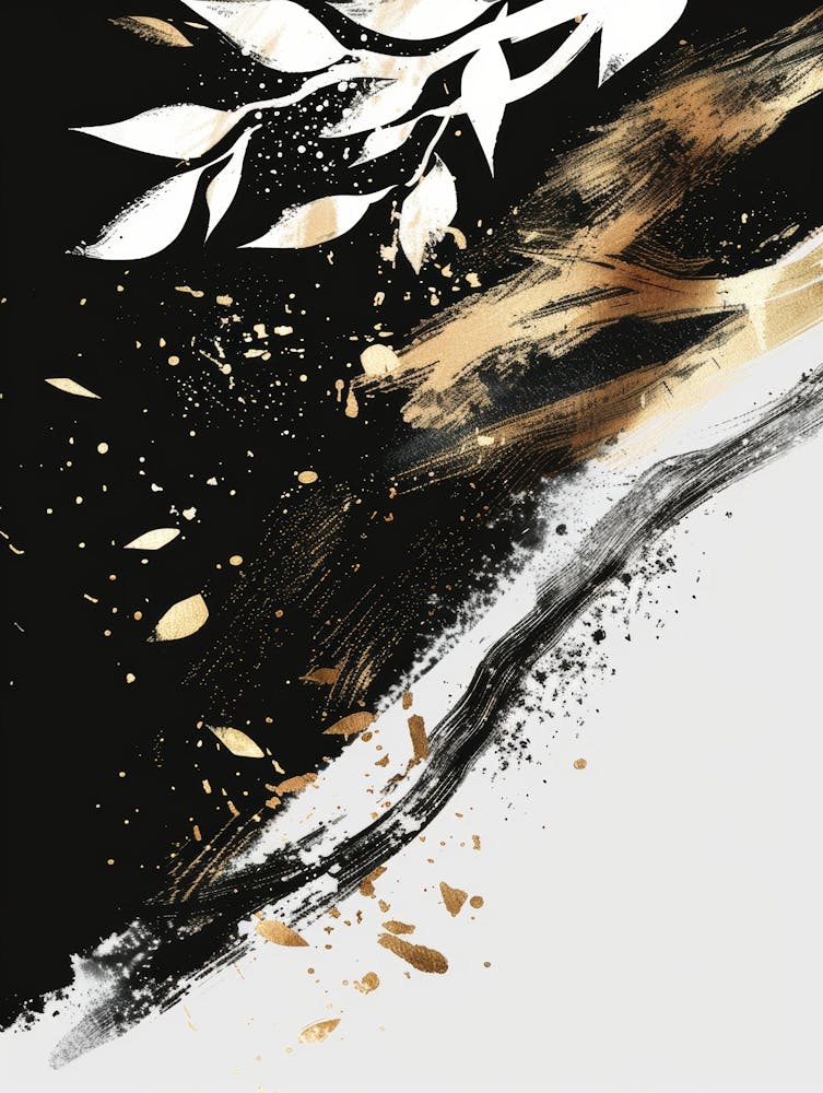 Gold And Black Abstract Painting 22