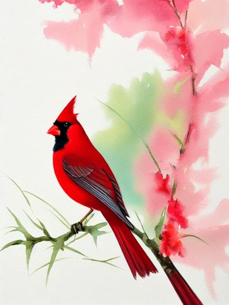 Cardinal 2 Watercolour Bird