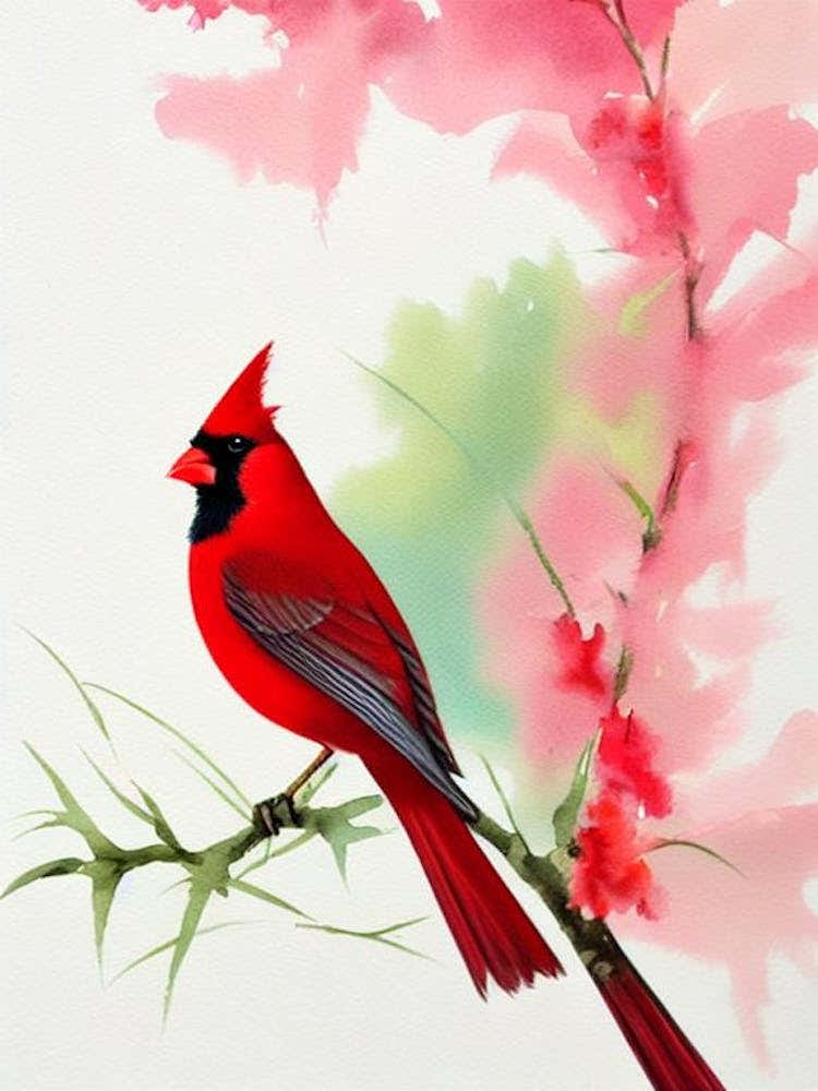 Cardinal 2 Watercolour Bird