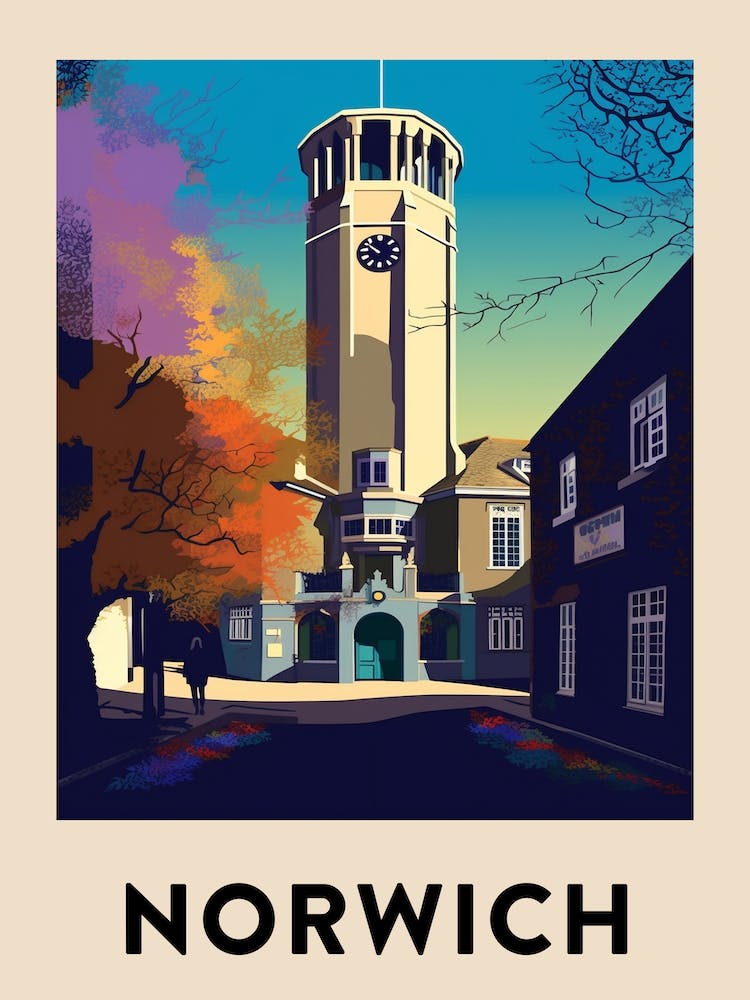 Norwich 7 Vintage Travel Poster