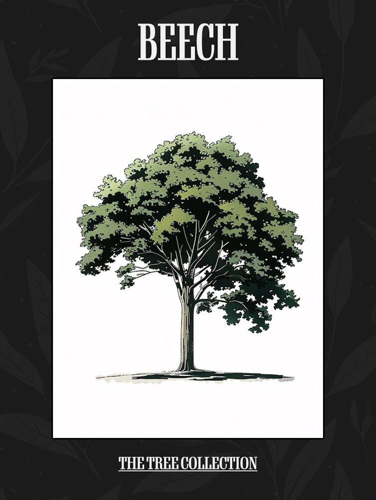 Beech Tree Pixel Illustration 2 Poster