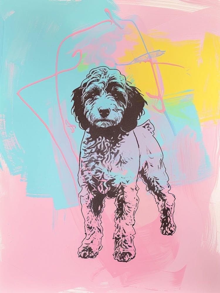 Colourful American Water Spaniel Dog Line Illustration 3