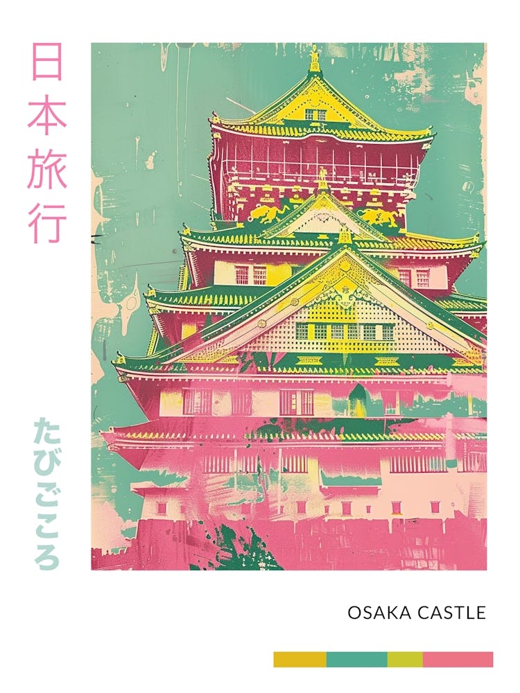 Osaka Castle Duotone Silkscreen Poster 4