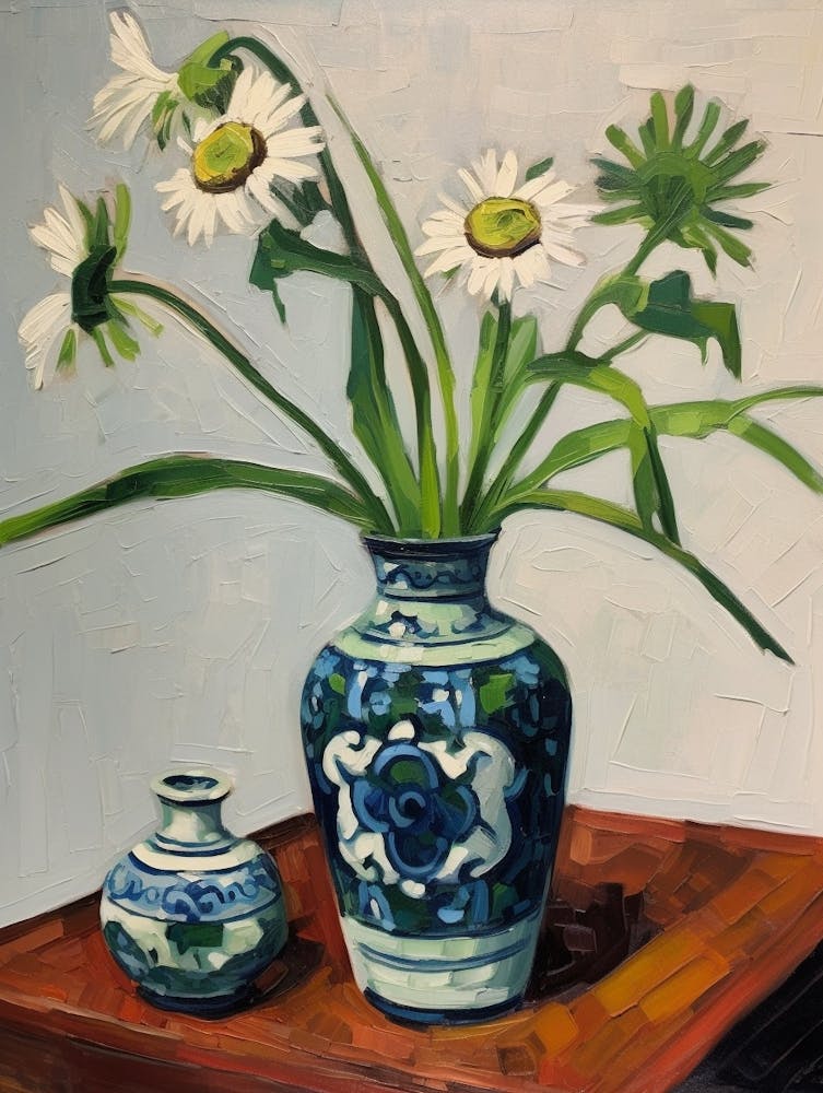 Flowers In A Vase Still Life Painting Oxeye Daisy 1