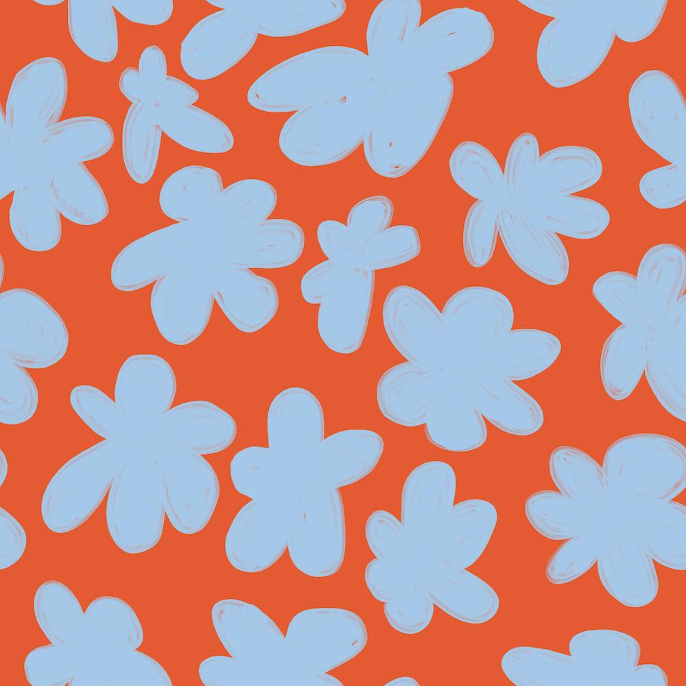 Blue Abstract Flowers