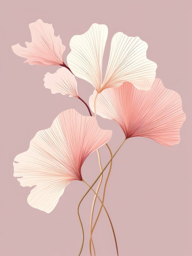 Pink Ginkgo Leaves 4