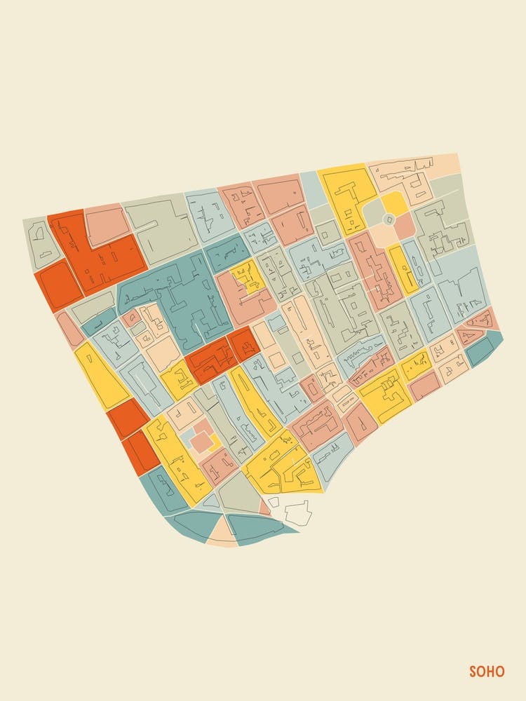 Soho London England Uk Neighbourhood Map