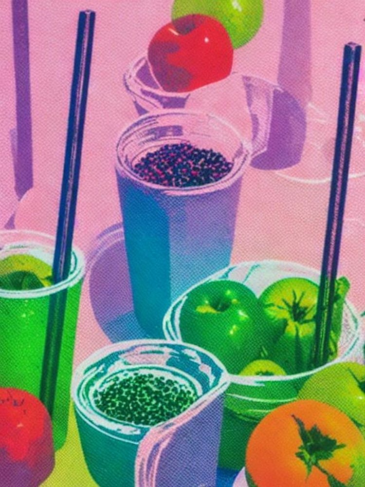 Breadfruit 1 Risograph Retro Poster Fruit
