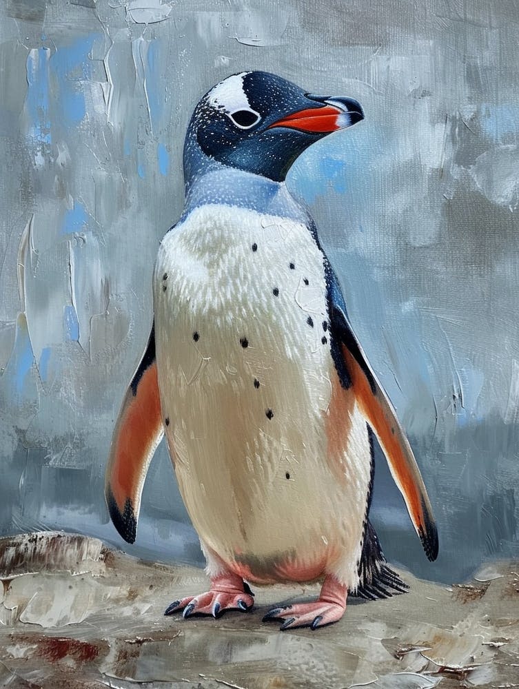 Adlie Penguin Livingston Island Oil Painting 2