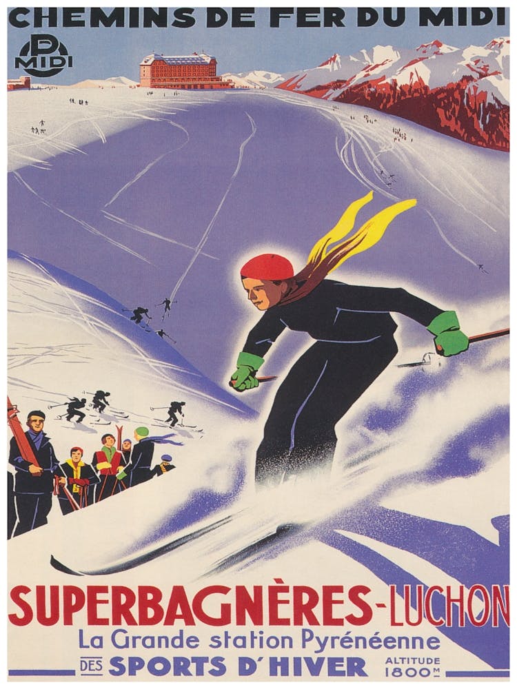Superbagneres France Vintage Ski Poster