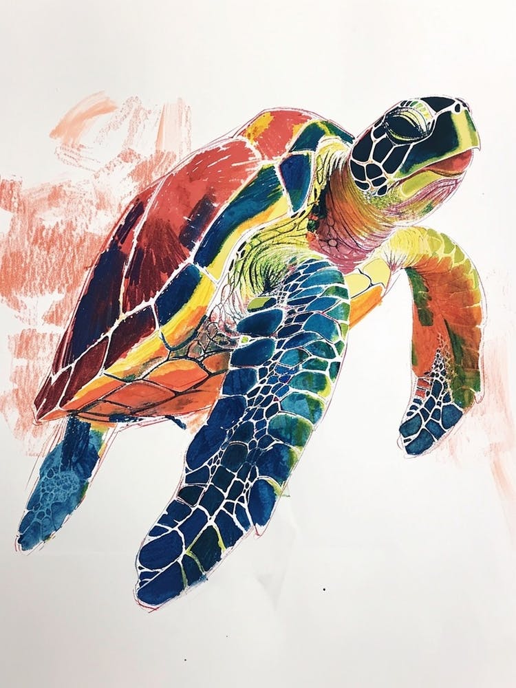 Detailed Sea Turtle Crayon Scribble 1