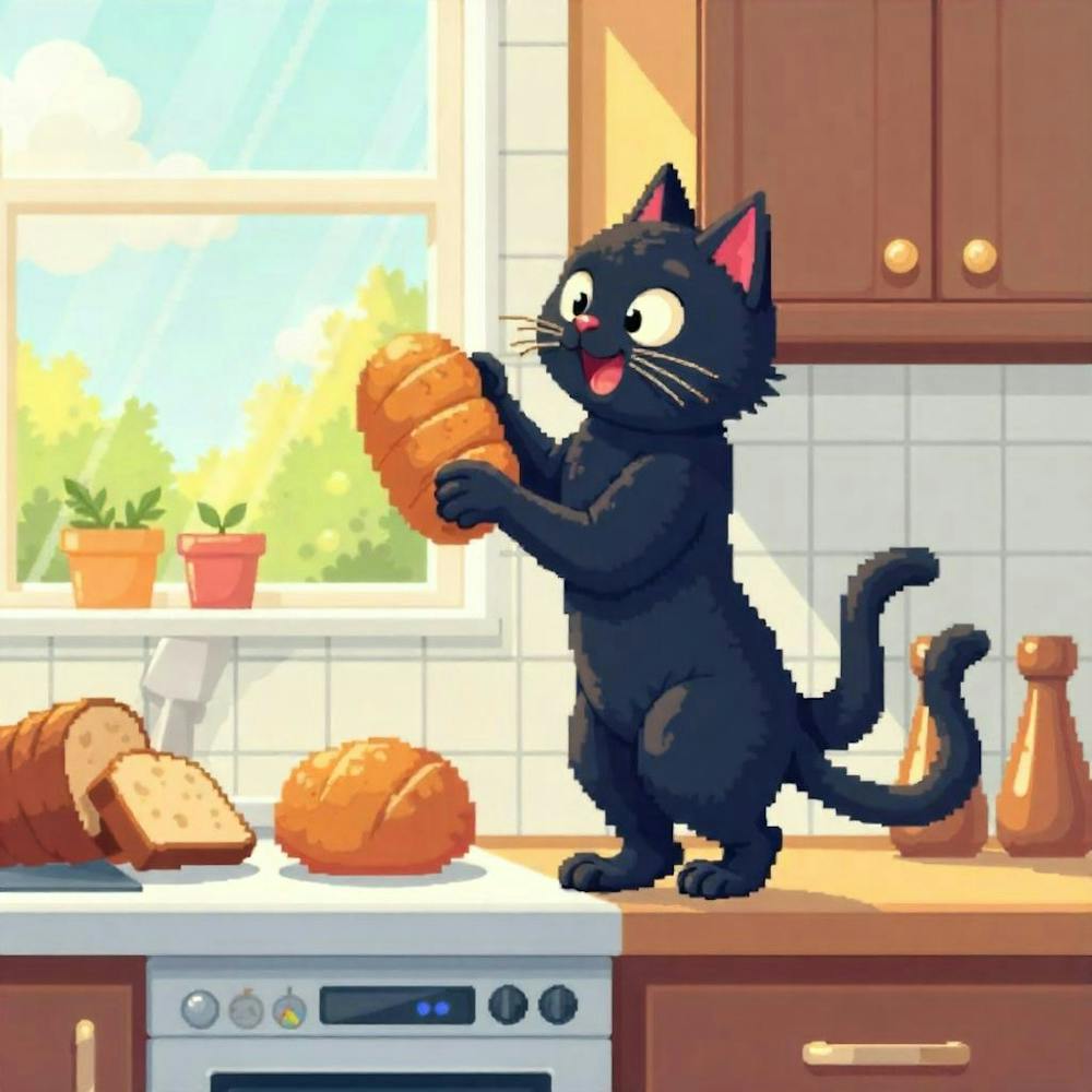 Black Cat In A Kitchen Funny Cat (2)