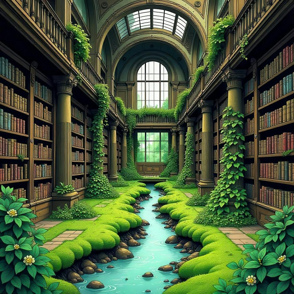 Library With A Stream