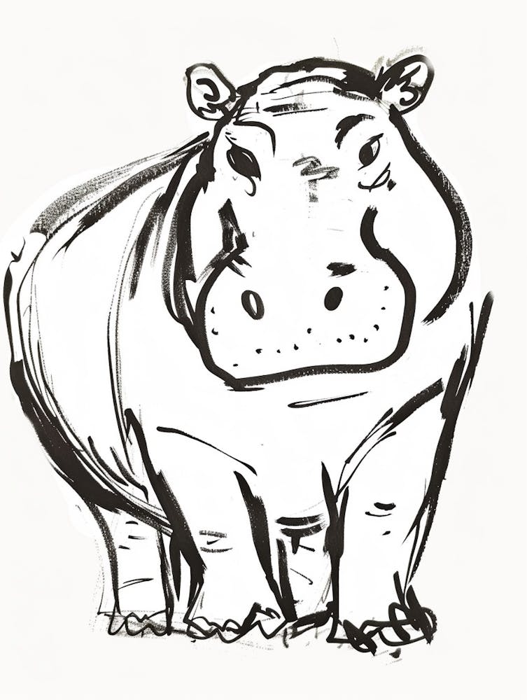 B&W Hippopotamus