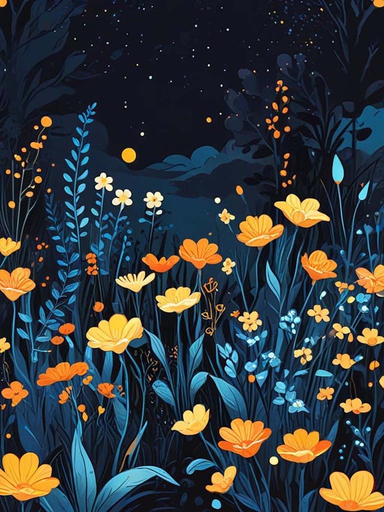 Blumen-Nachtgartenszene (9)