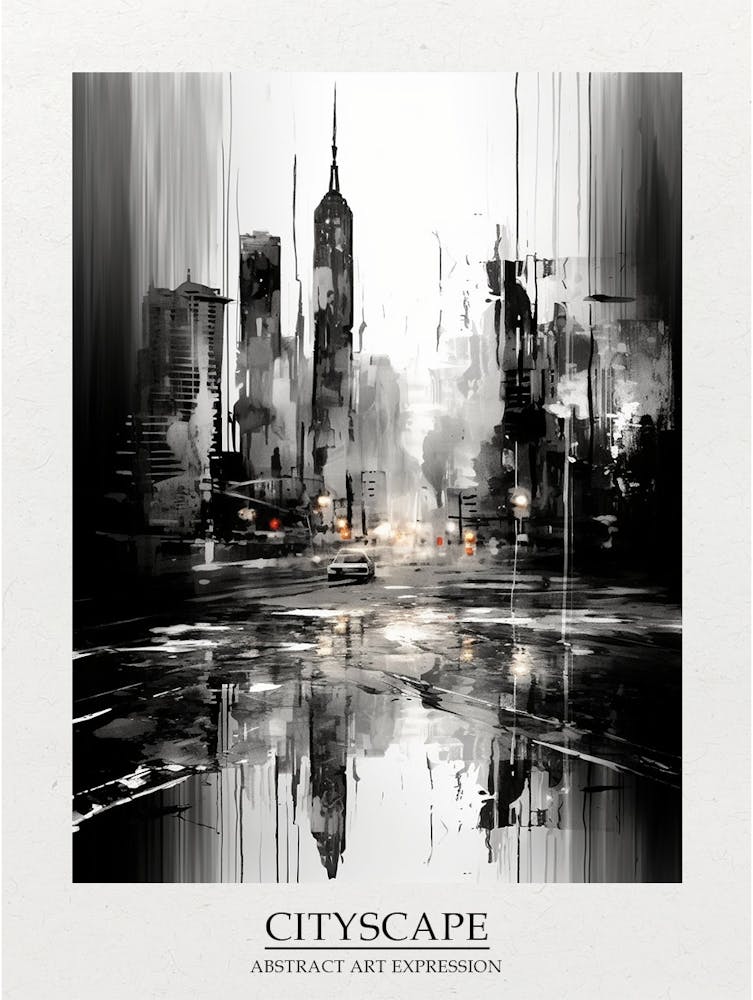 Cityscape Abstract Black And White 3 Poster