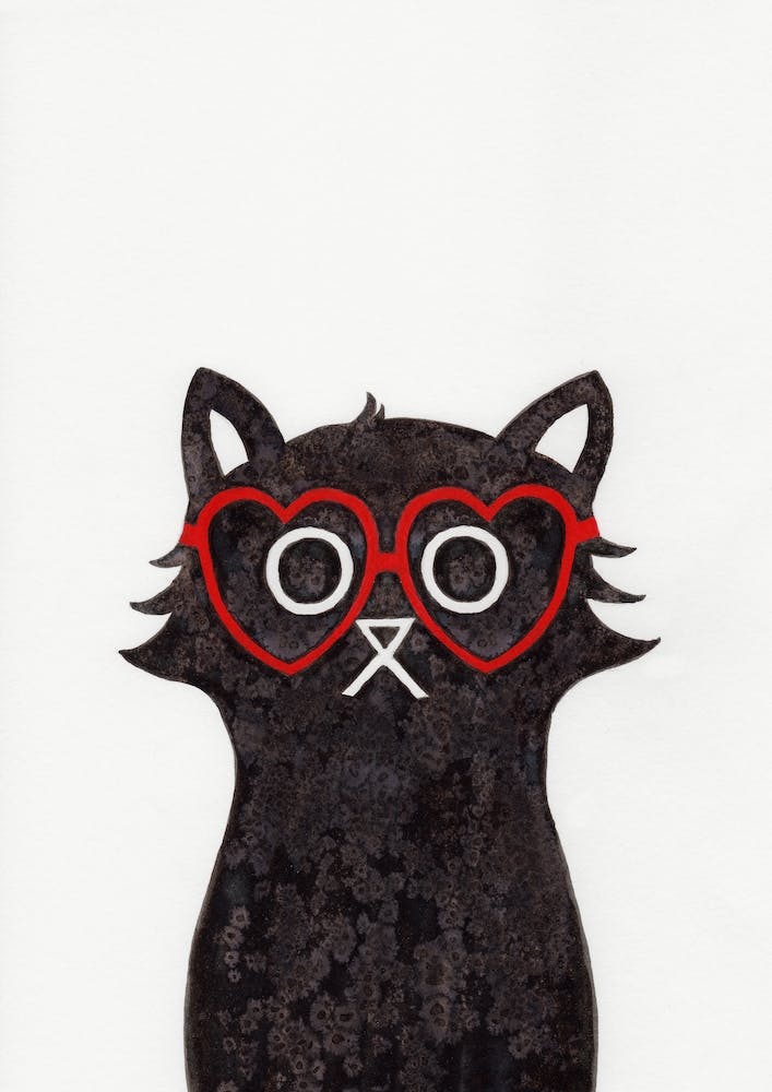 Heart Specs Cat