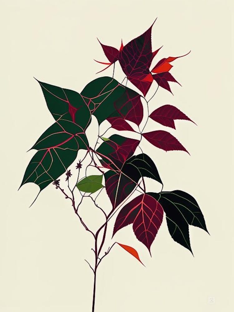 Western Poison Ivy Minimal Line Drawing 4