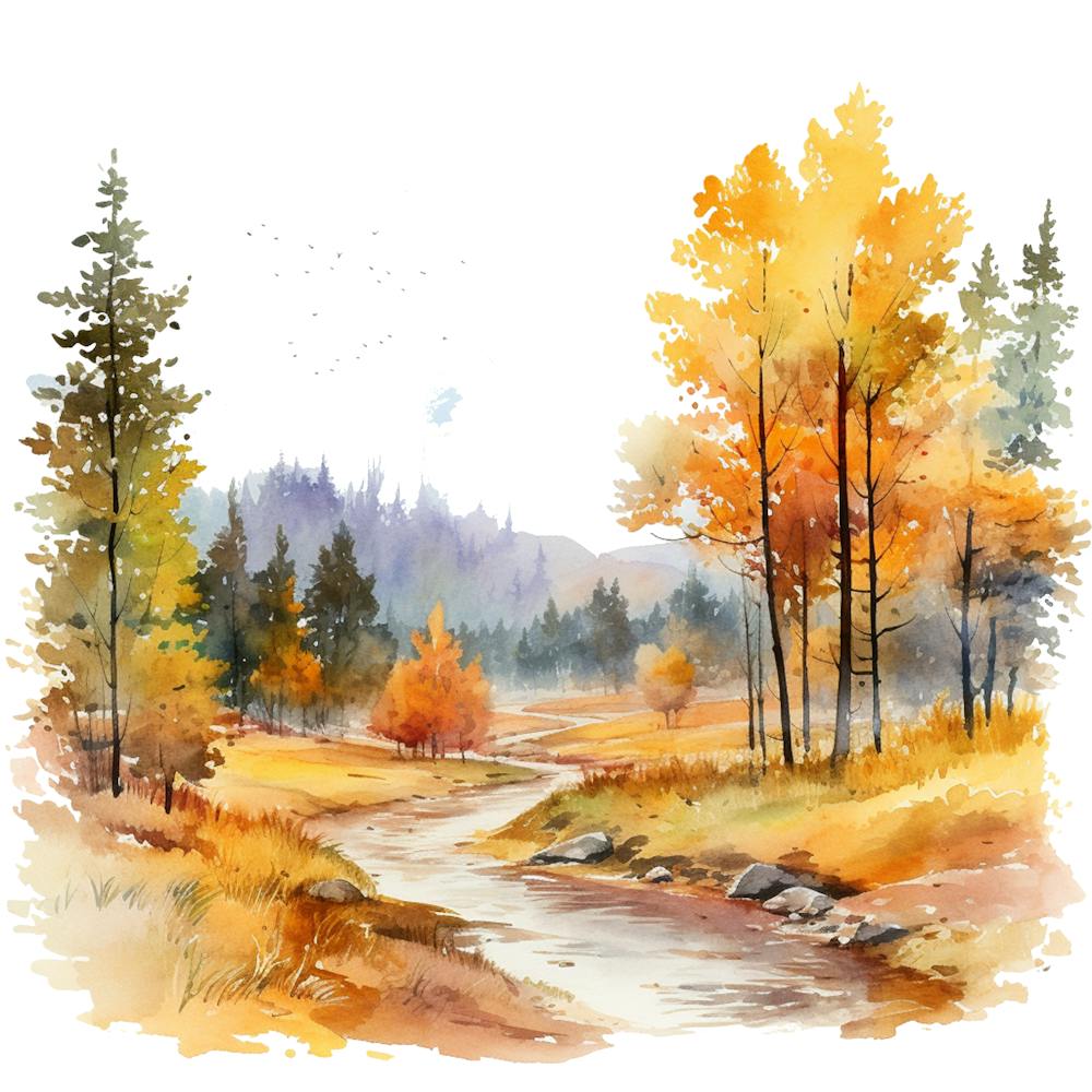 Aquarell-Herbstlandschaft 22