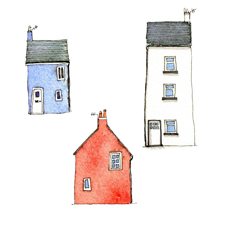 Trois Maisons à l'Aquarelle
