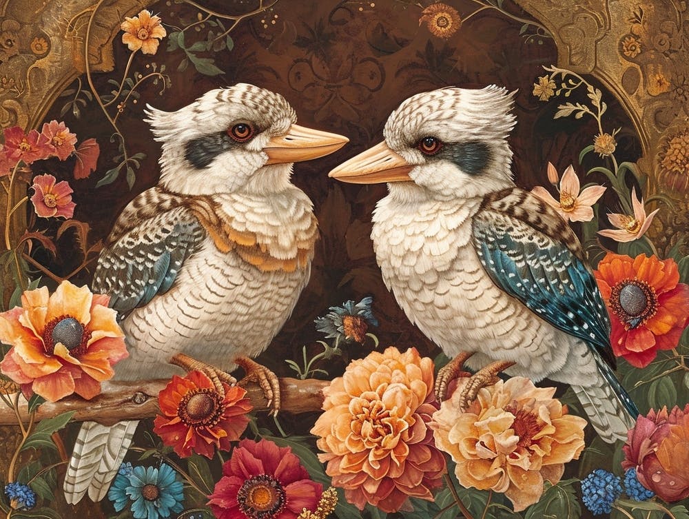 Floral Animal Illustration Kookaburra 2