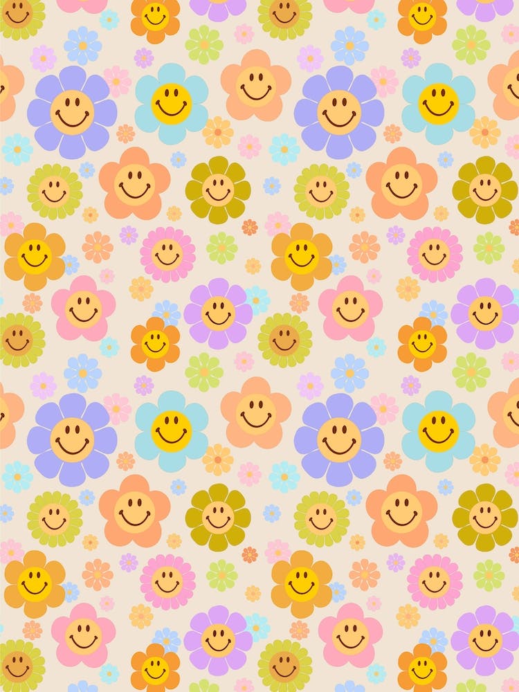 Retro Smiley Flowers 2