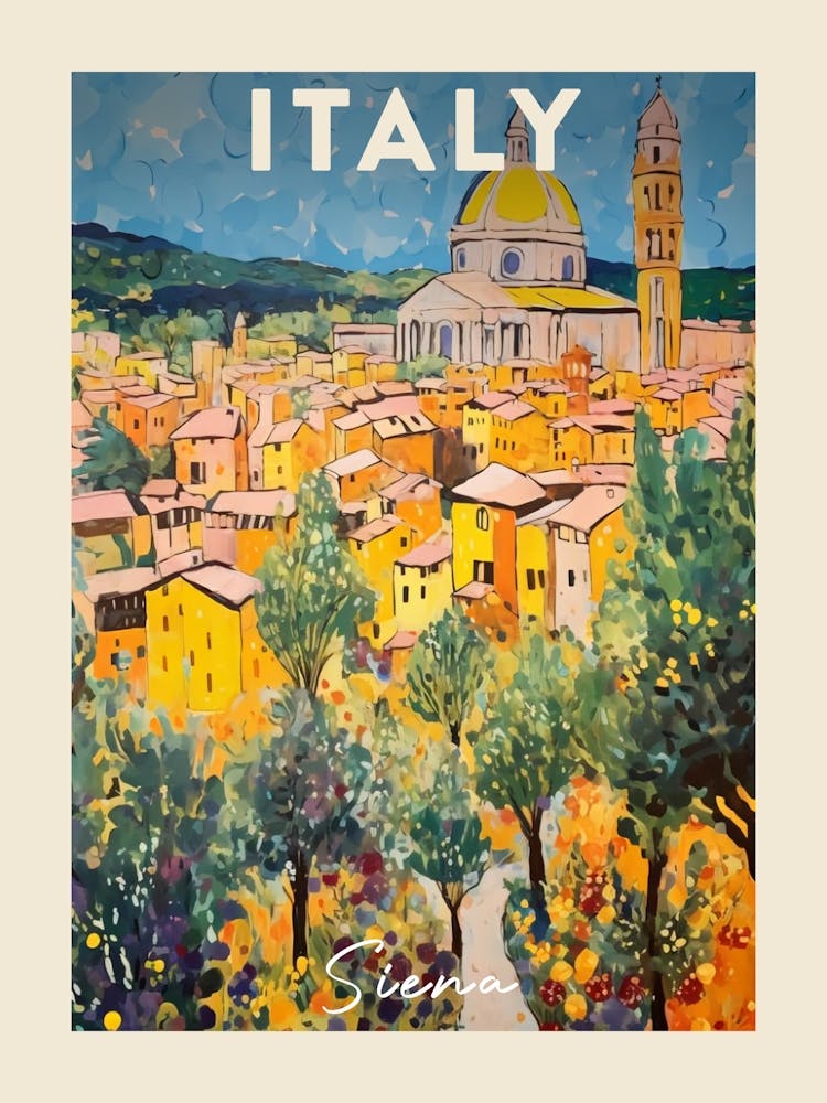 Siena Italy 1 Fauvist Painting Travel Poster